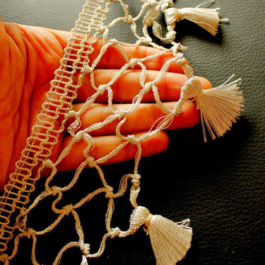 Silver Shimmer Thread Tassels One Yard Trim, Approx. 12cm Wide